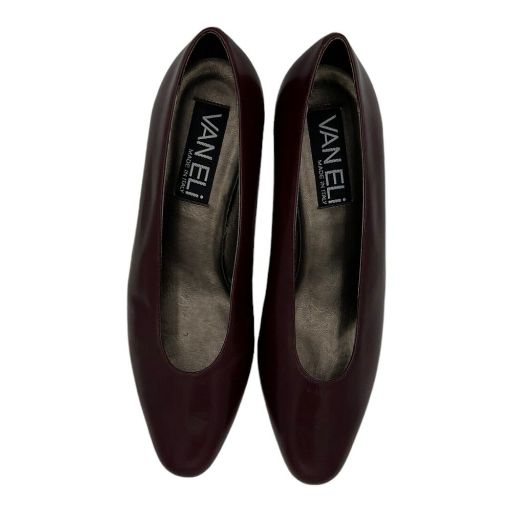 Vintage VANELi Pumps Made In Italy Women Size 7 - 100% Leather Red Plum Heels